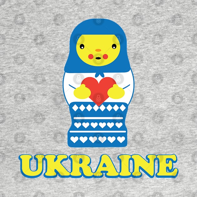 I heart Ukraine, l Support Ukraine, matryoshka wearing a babushka, Ukraine gift idea by penandinkdesign@hotmail.com